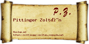 Pittinger Zoltán névjegykártya